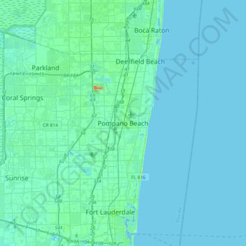 Pompano Beach topographic map, elevation, terrain