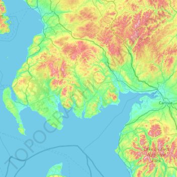 Kirkcudbrightshire topographic map, elevation, terrain