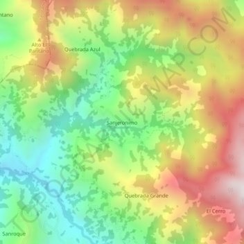 Sanjeronimo topographic map, elevation, terrain