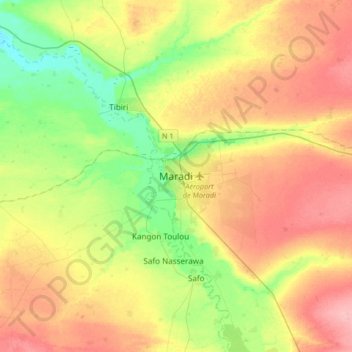 Maradi topographic map, elevation, terrain