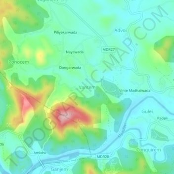 Vantem topographic map, elevation, terrain