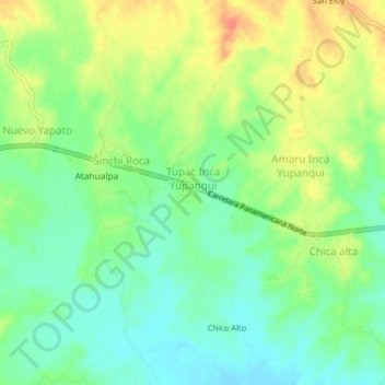 Huascar topographic map, elevation, terrain