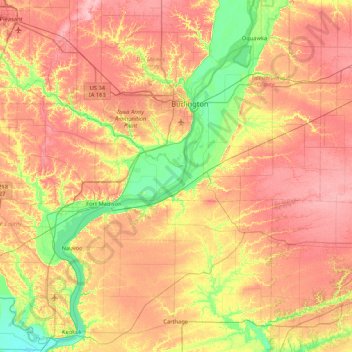 Peel Island topographic map, elevation, terrain