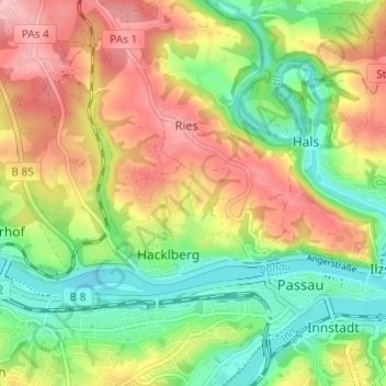 Thanöd topographic map, elevation, terrain