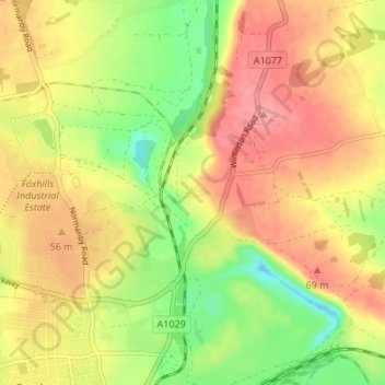 Dragonby topographic map, elevation, terrain