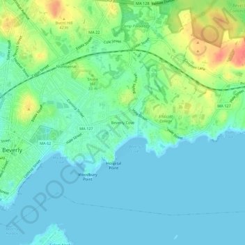 Beverly Cove topographic map, elevation, terrain