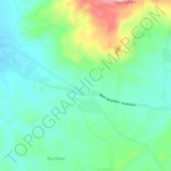 Bangunrejo topographic map, elevation, terrain