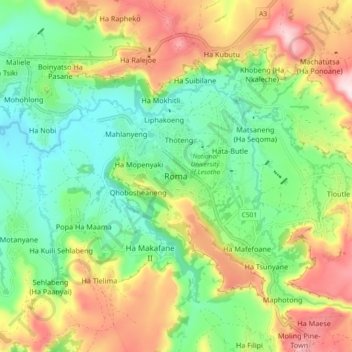 Roma topographic map, elevation, terrain