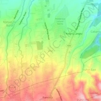 Ulat topographic map, elevation, terrain