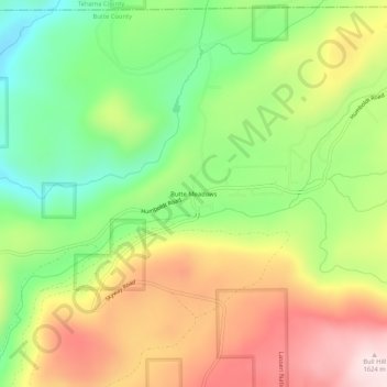 Butte Meadows topographic map, elevation, terrain