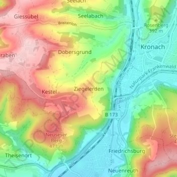 Ziegelerden topographic map, elevation, terrain