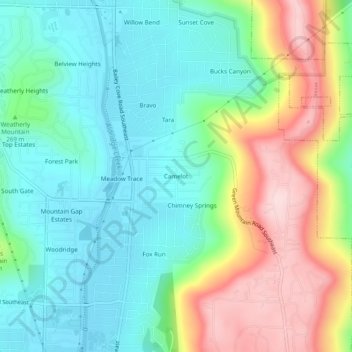 Camelot topographic map, elevation, terrain