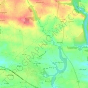 Pont Louet topographic map, elevation, terrain