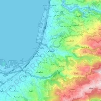 Antelias topographic map, elevation, terrain