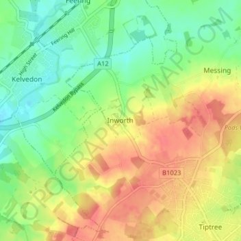 Inworth topographic map, elevation, terrain