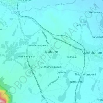 Madathur topographic map, elevation, terrain