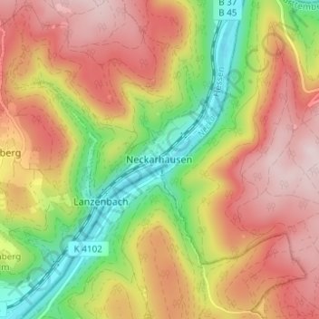 Neckarhausen topographic map, elevation, terrain