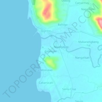 Galongen topographic map, elevation, terrain