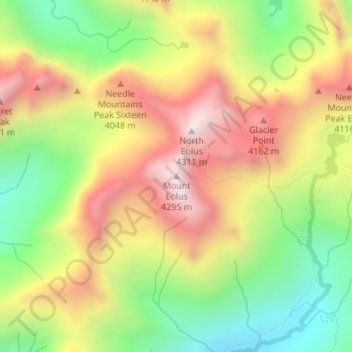 Mount Eolus topographic map, elevation, terrain
