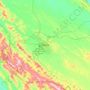 Dolisie topographic map, elevation, terrain