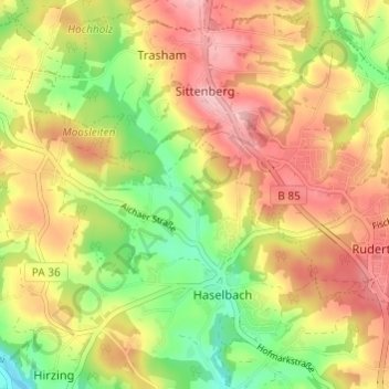 Oberhaselbach topographic map, elevation, terrain