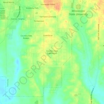 Country Club Subdivision topographic map, elevation, terrain