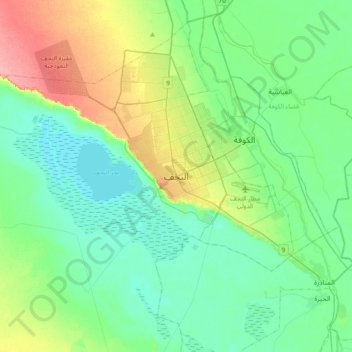 Nayaf topographic map, elevation, terrain