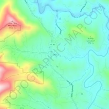 Celo topographic map, elevation, terrain