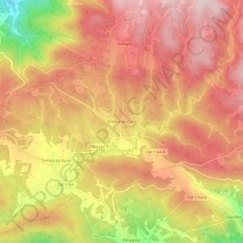 Tinhela de Cima topographic map, elevation, terrain