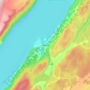 Foyers topographic map, elevation, terrain