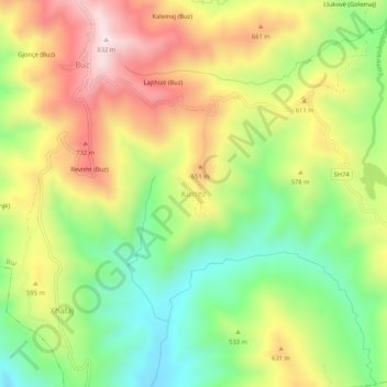 Kurtez topographic map, elevation, terrain