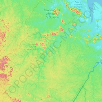 Arrondissement de Cayenne topographic map, elevation, terrain