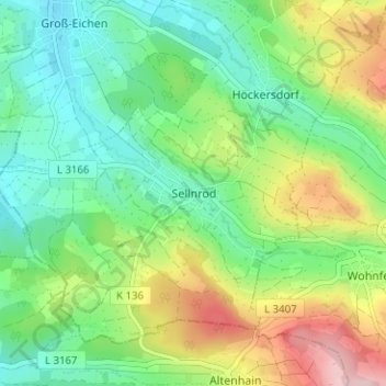 Sellnrod topographic map, elevation, terrain
