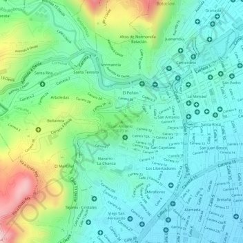 San Antonio topographic map, elevation, terrain