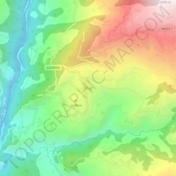 Baiteshwor topographic map, elevation, terrain