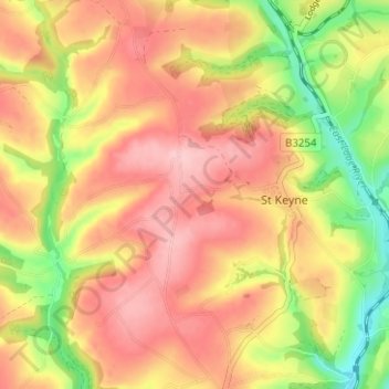Penhale topographic map, elevation, terrain