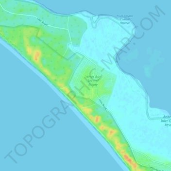 Venus Bay 2nd Estate topographic map, elevation, terrain