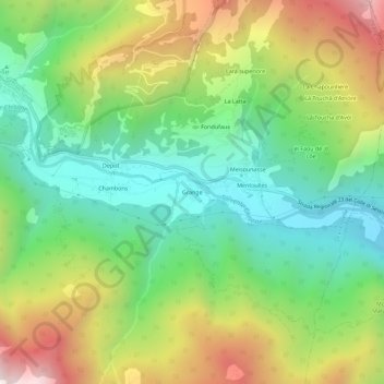 Grange topographic map, elevation, terrain