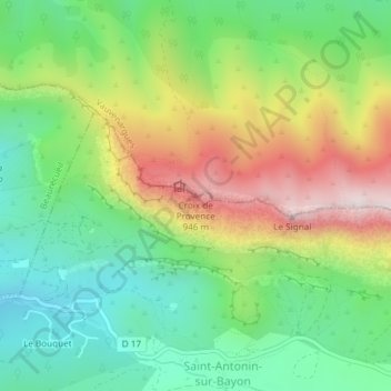 Croix de Provence topographic map, elevation, terrain