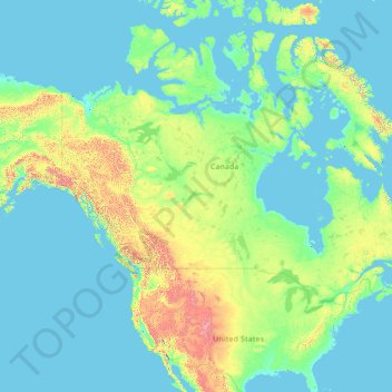 North America topographic map, elevation, terrain