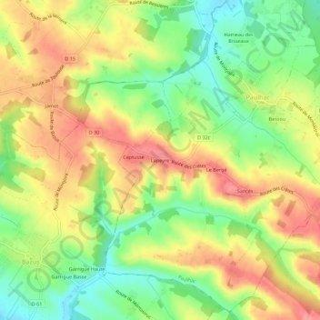 Lapeyre topographic map, elevation, terrain