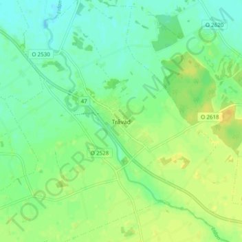 Tråvad topographic map, elevation, terrain