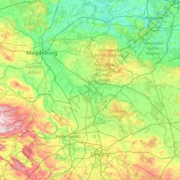 Dessau topographic map, elevation, terrain