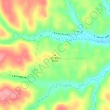 Pompeys Pillar topographic map, elevation, terrain