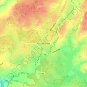 Auchentiber topographic map, elevation, terrain