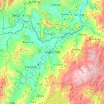 Sogamoso topographic map, elevation, terrain