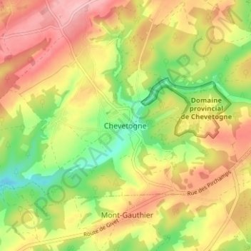 Chevetogne topographic map, elevation, terrain