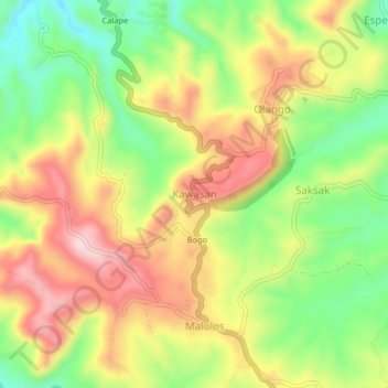 Kawasan topographic map, elevation, terrain