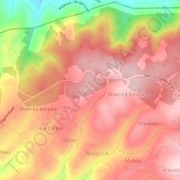Sotik topographic map, elevation, terrain