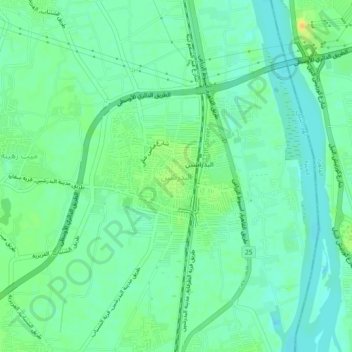Al-Badrasheen topographic map, elevation, terrain